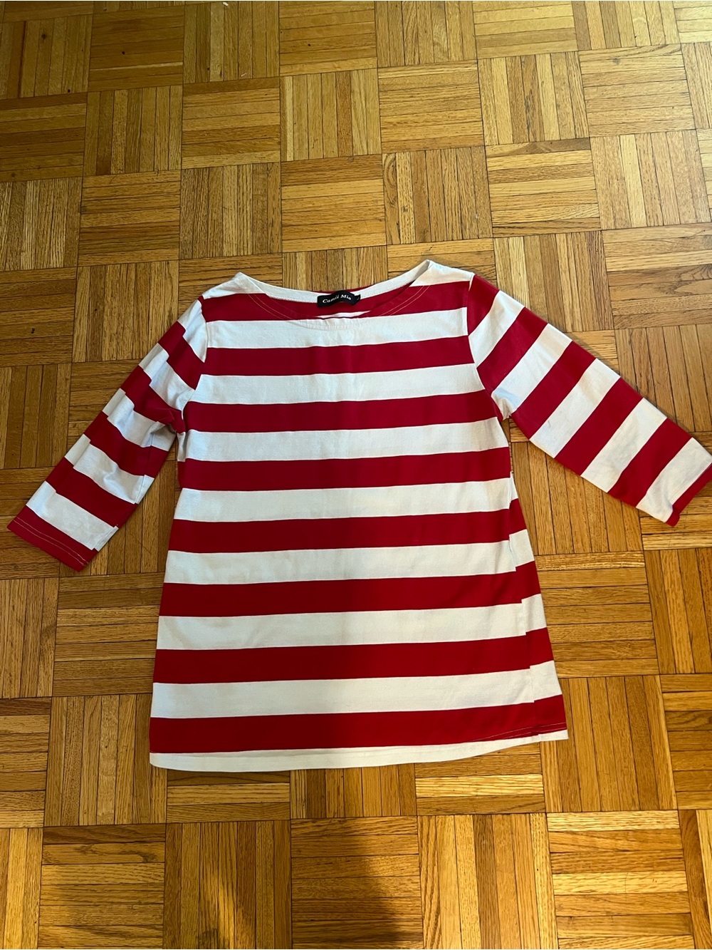 America Core in Camii Mia Women’s Red & White Stripe Long Sleeve Tee
